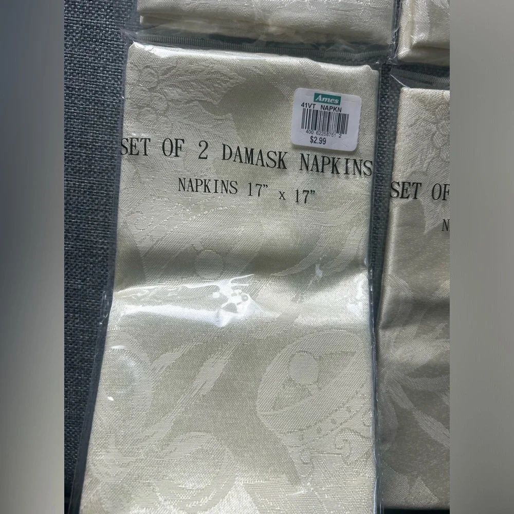 Vintage Ames Damask Christmas Bells Napkins Set of 8